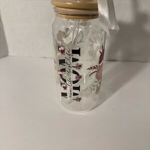 Floral MOM Water Bottle with Bamboo Lid